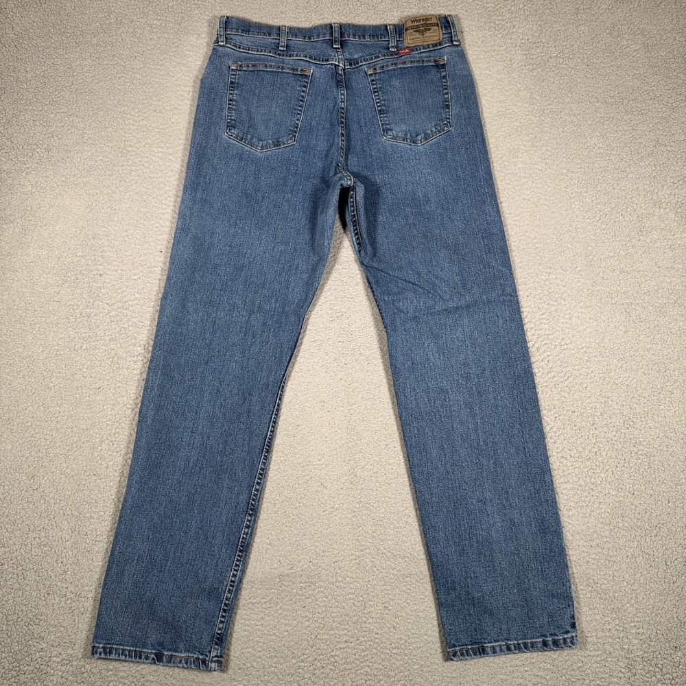 Wrangler Jeans Mens 34x33 Blue Slim Straight Fit Denim 5 Pocket Casual Preppy